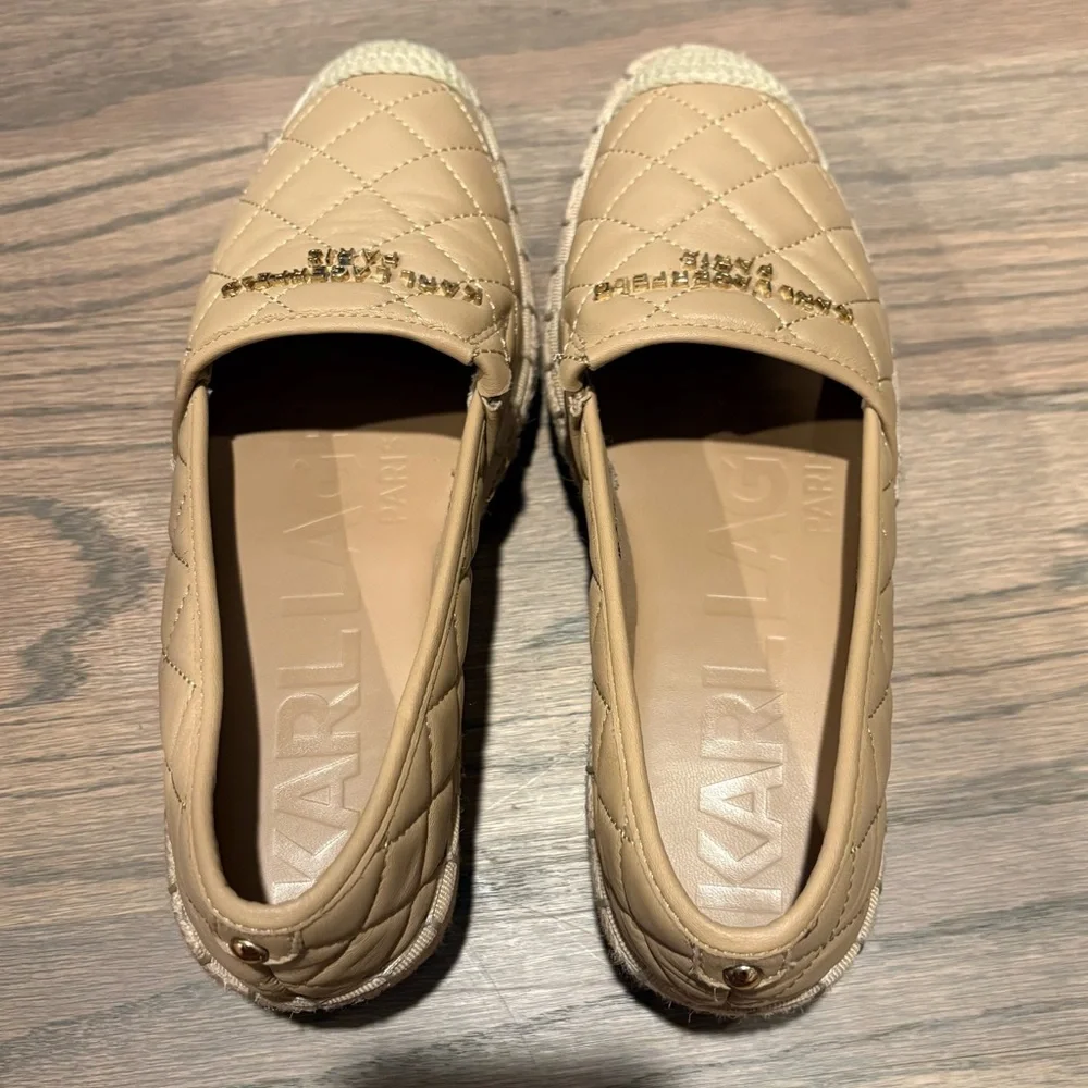 Karl Lagerfeld Tan Leather Espadrilles Size 6 - Picture 7 of 8